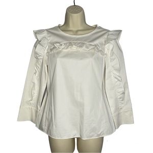 Rebecca Taylor Long Sleeve Cotton Ruffle Top